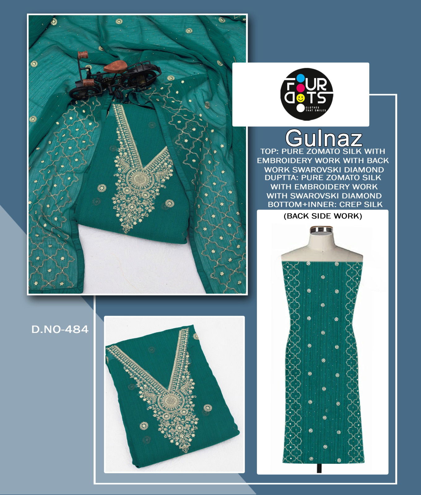 Gulnaz By Four Dots 481 To 484 Dress Material suppliers in India
